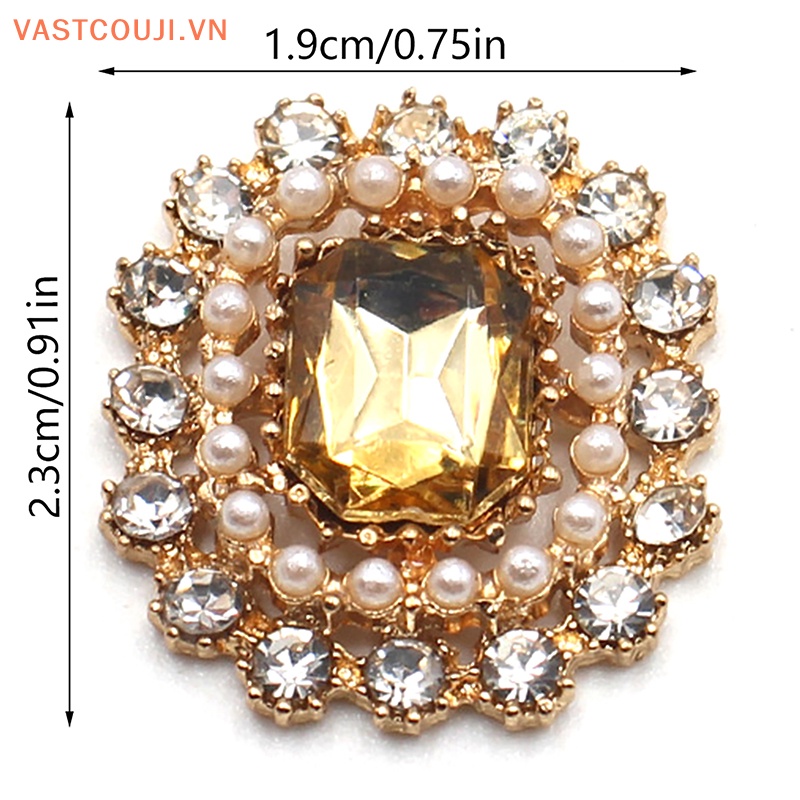 Bộ 2 Nút Hợp Kim Hình Vương Miện Đính Đá Dùng Làm Trang Sức DIY