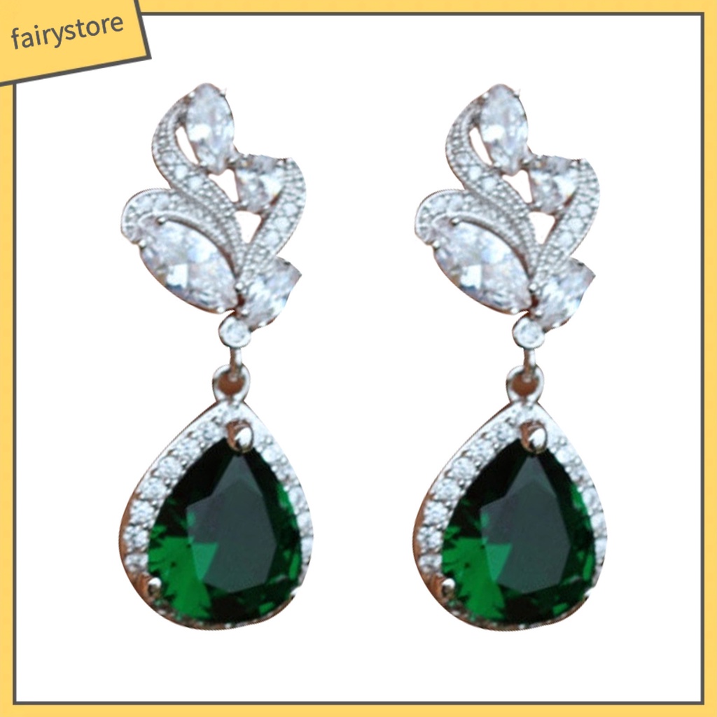 1 Đôi Bông Tai Hình Giọt Nước Đính Đá Lấp Lánh Dành Cho Nữ