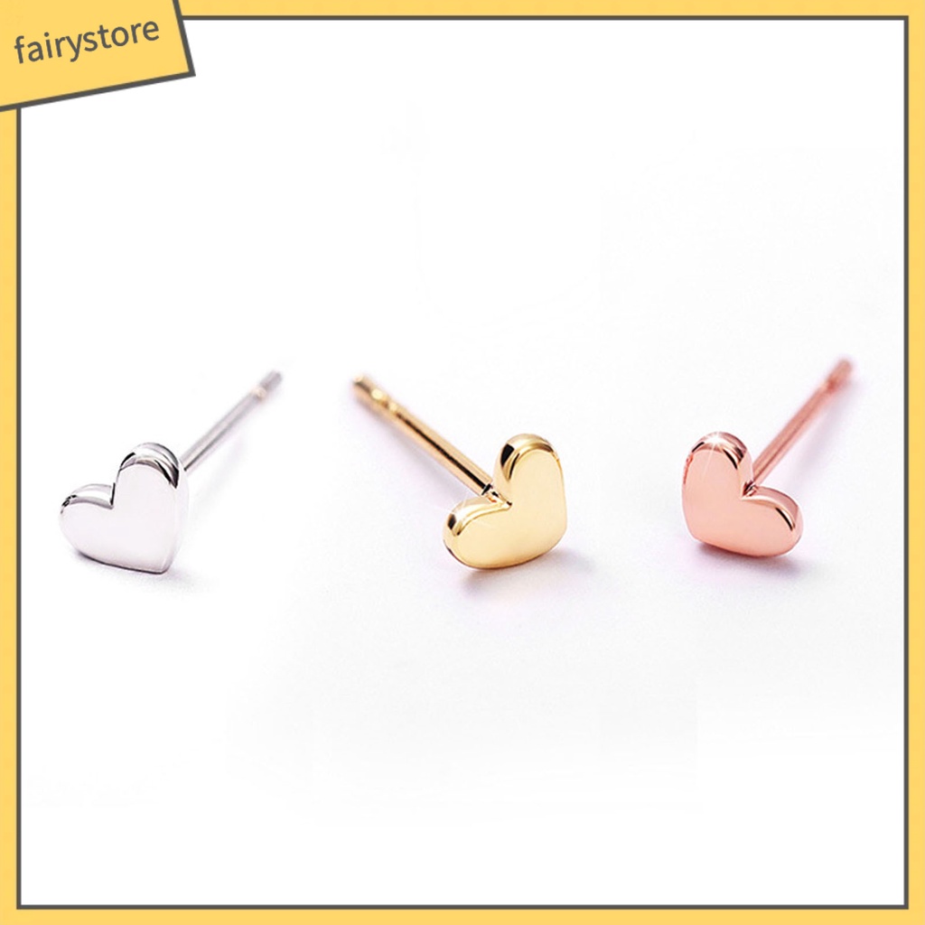 1 Đôi Bông Tai Hình Trái Tim Thanh Lịch Sáng Bóng