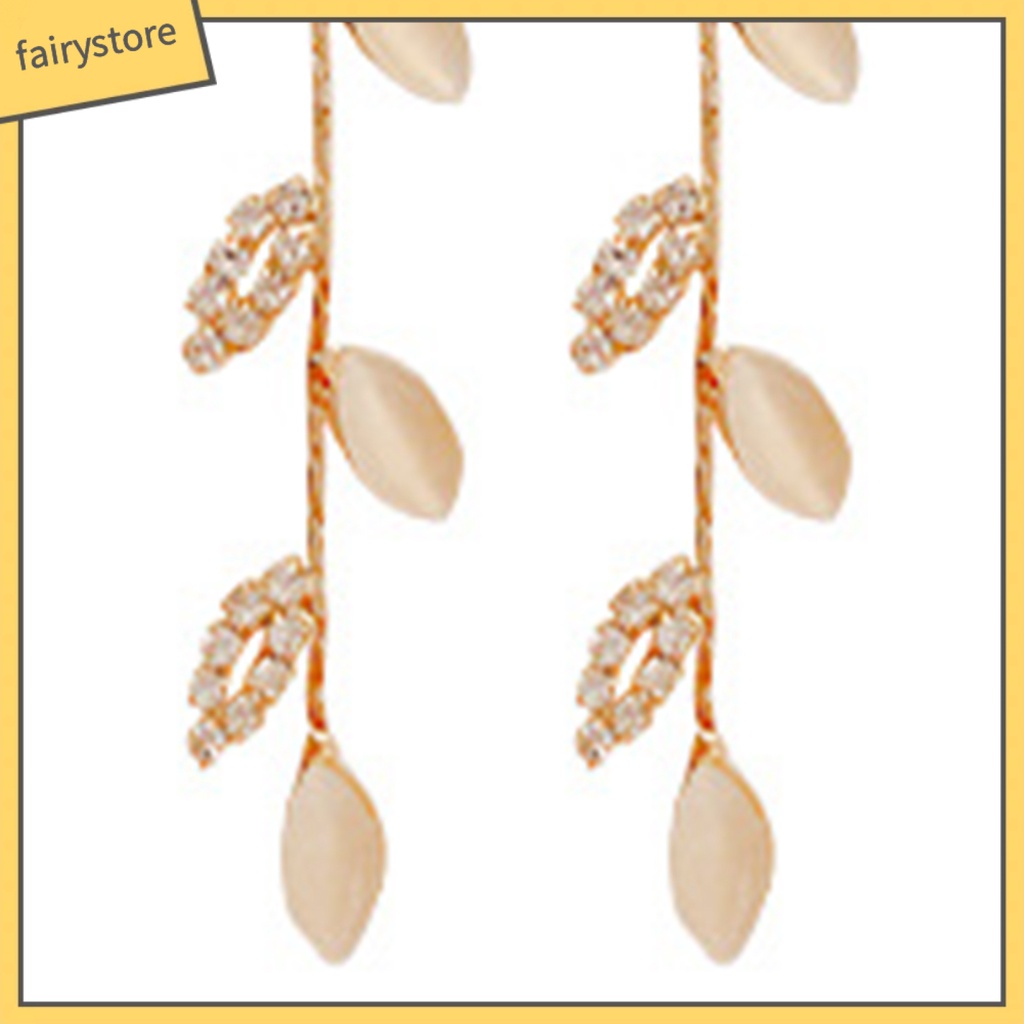 1 Đôi Bông Tai Hình Chiếc Lá Đính Đá Lấp Lánh Dành Cho Nữ
