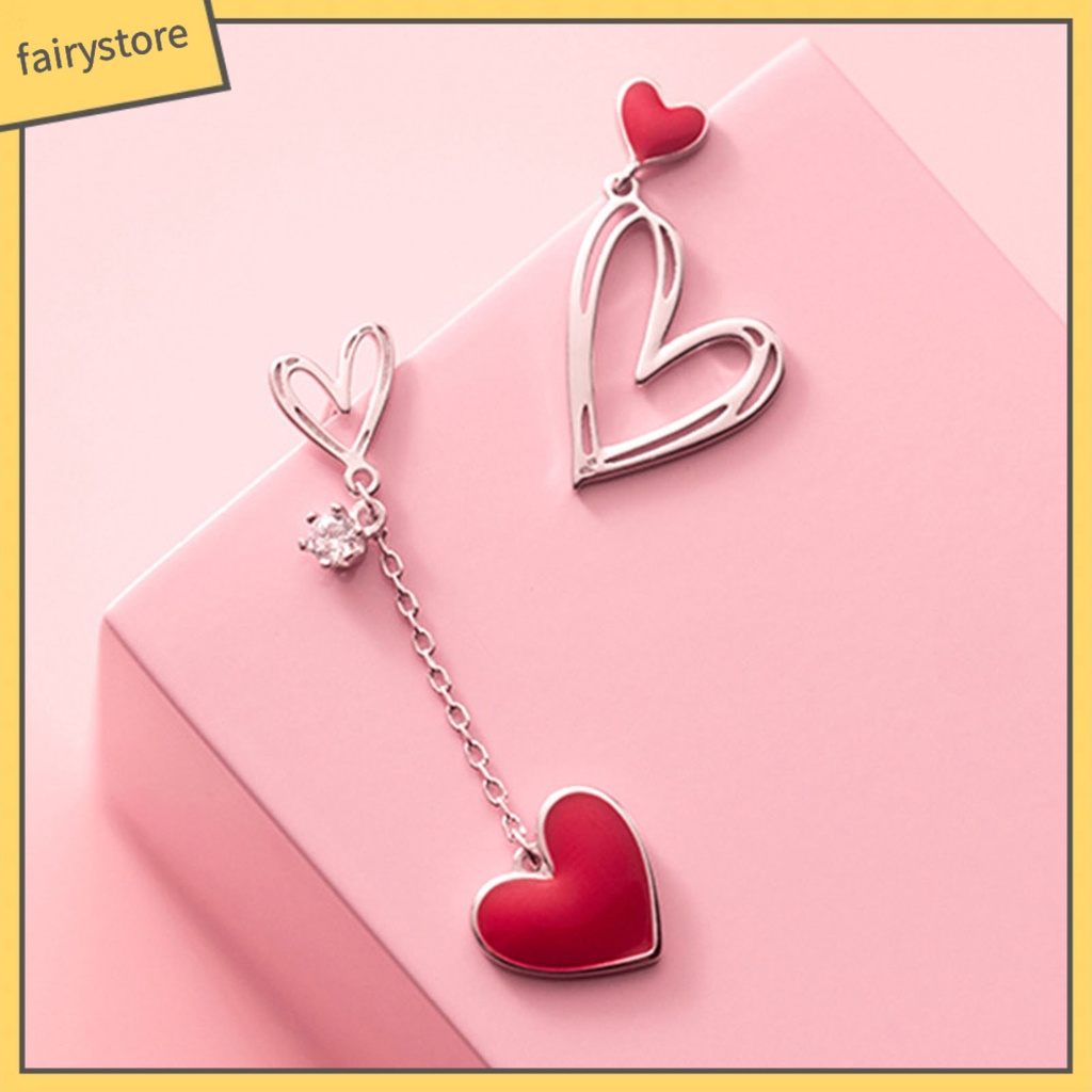 1 Đôi Bông Tai Hình Trái Tim Rỗng Đính Đá Zircon Dành Cho Nữ