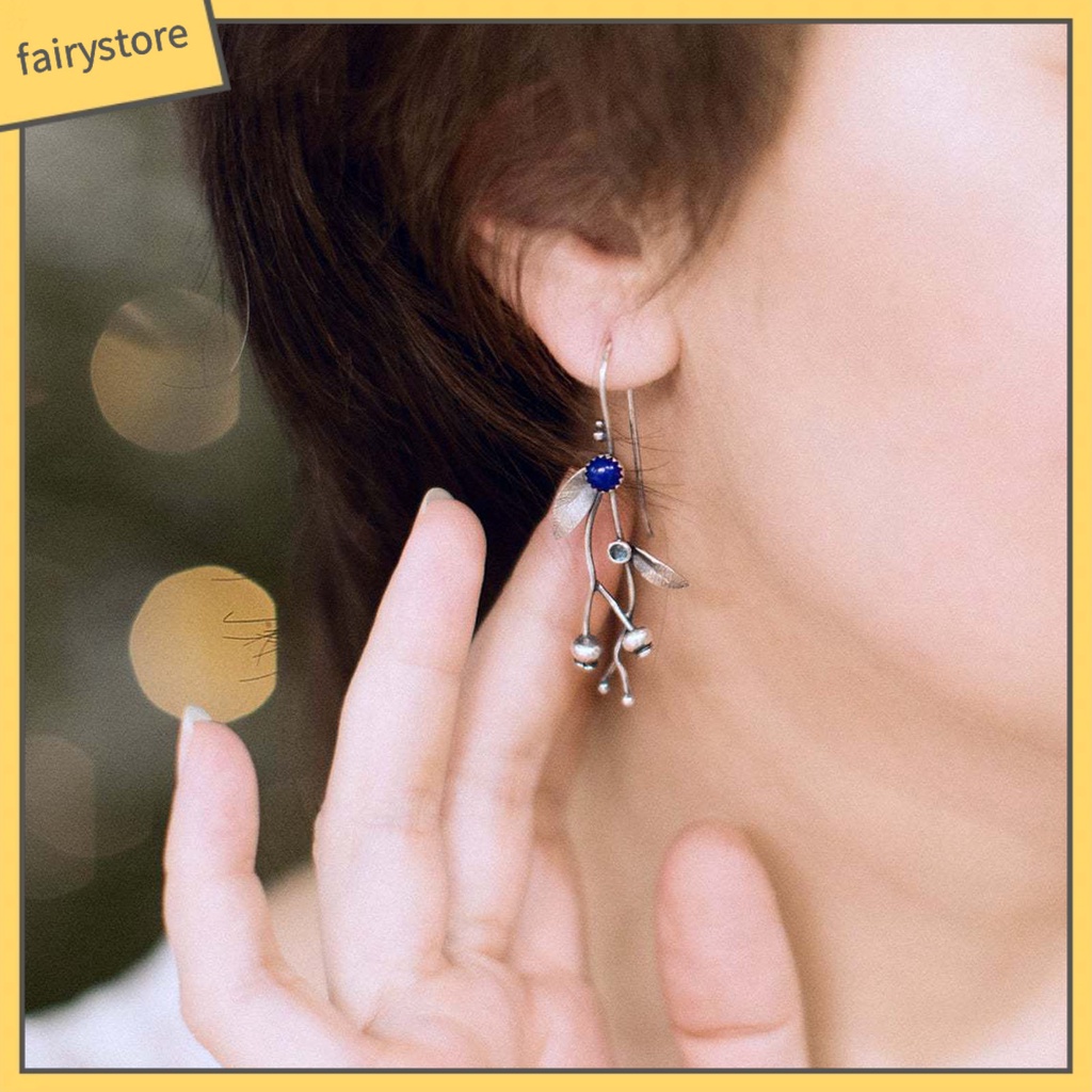 [FRO] Set Vòng cổ + Bông Tai + Nhẫn Hình Nhánh Cây Đính Đá Nhiều Màu Phong