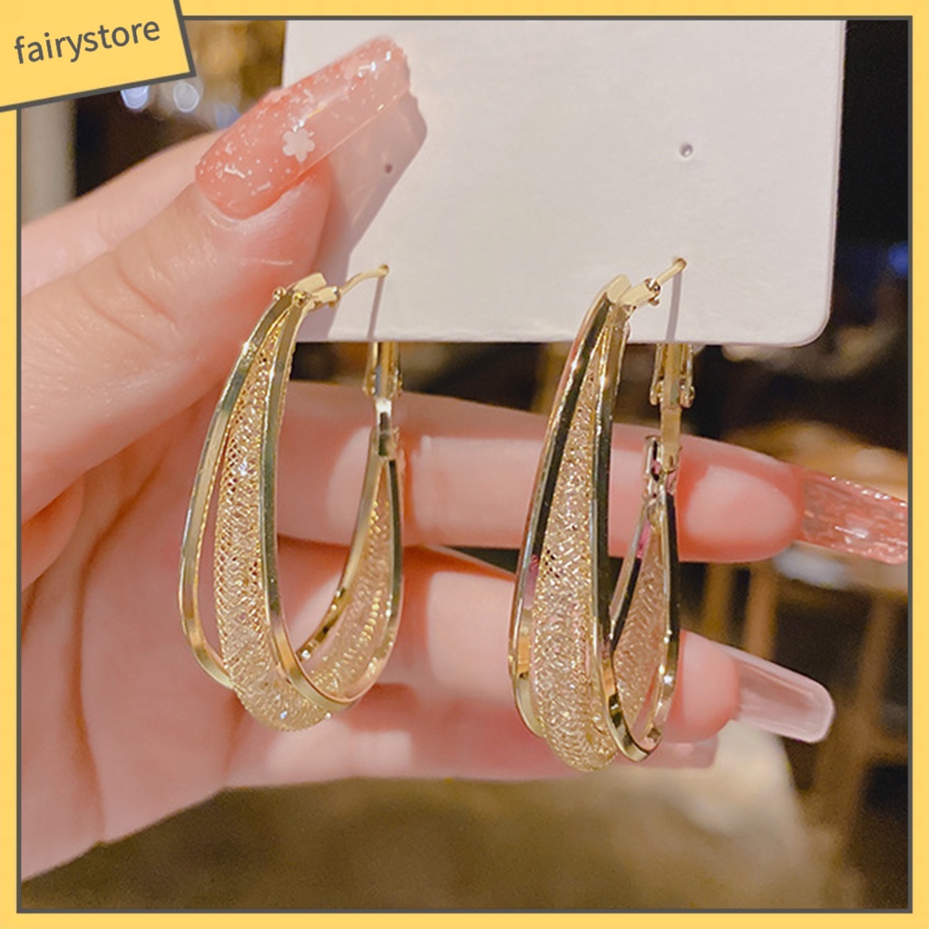 1 Đôi Bông Tai Tròn Màu Sắc Tương Phản Lấp Lánh Chất Lượng Cao