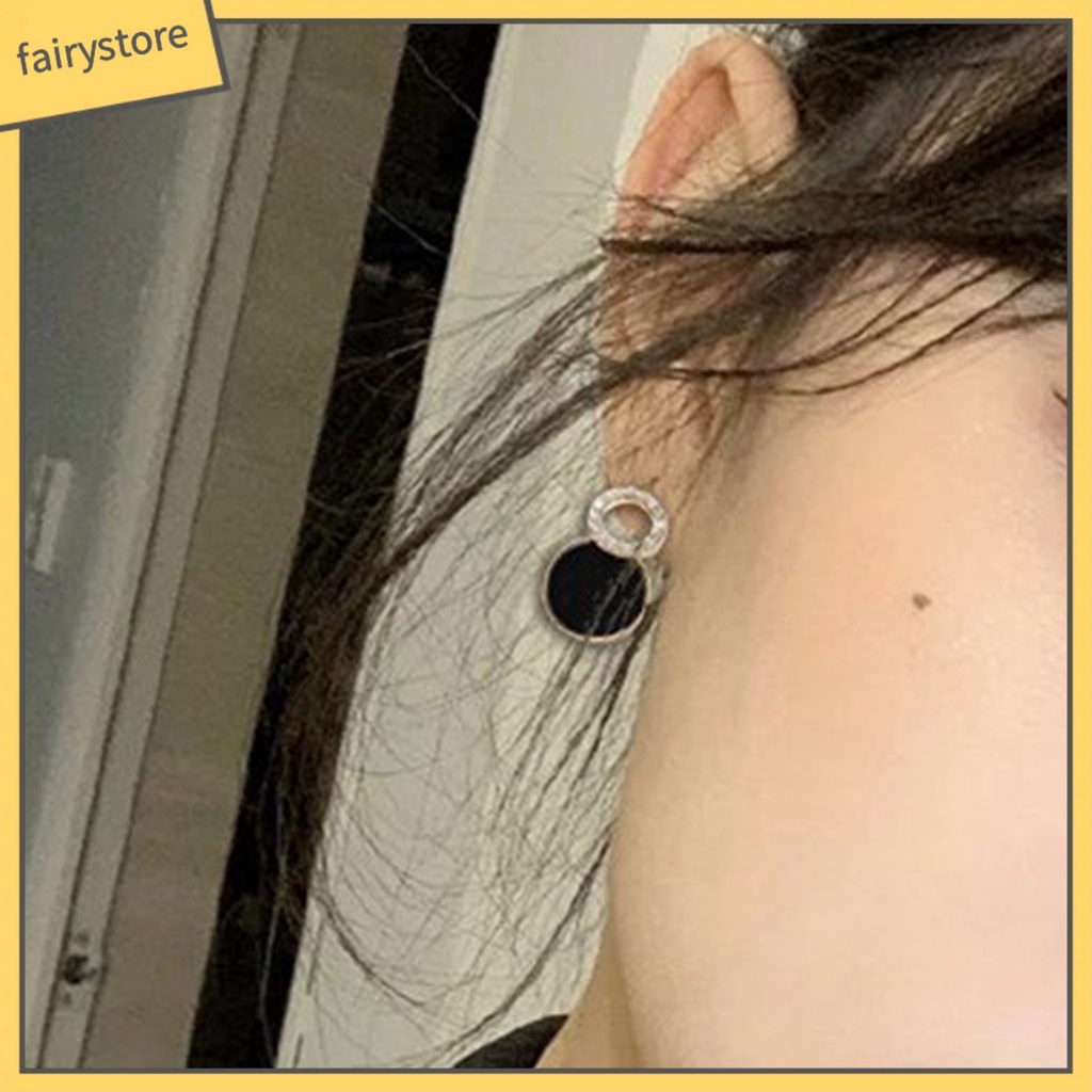 1 Đôi Bông Tai Tròn Đính Đá Thời Trang Dành Cho Nữ