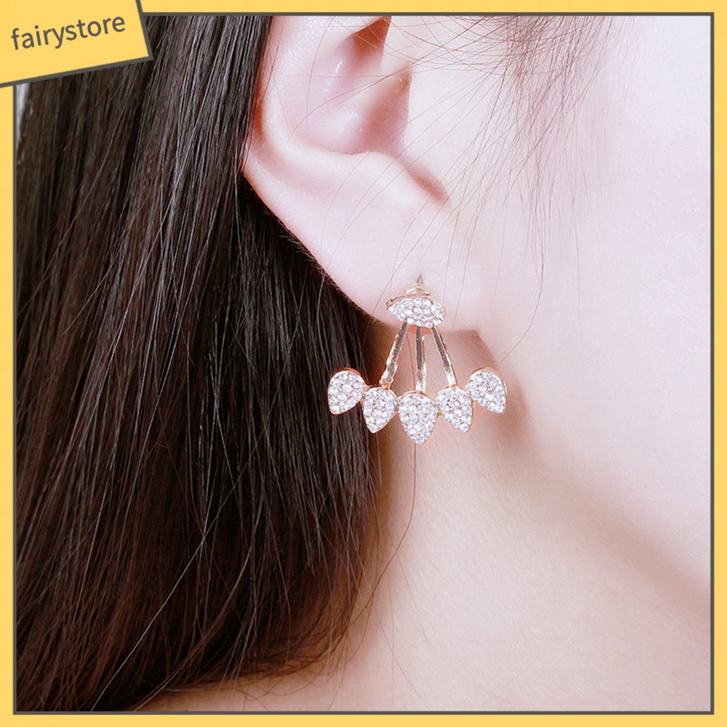 1 Đôi Bông Tai Hình Giọt Nước Đính Đá Thời Trang Dành Cho Nữ