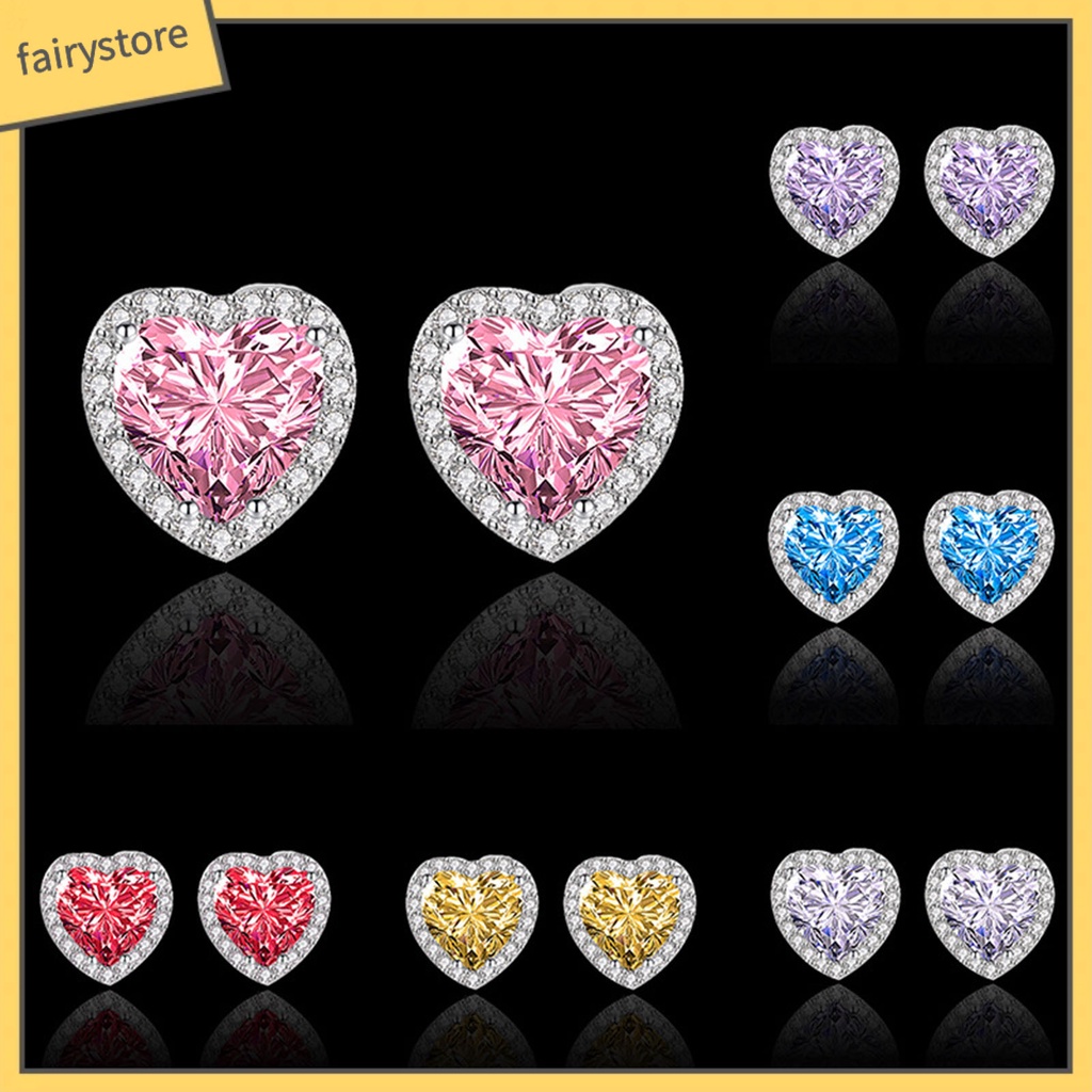 1 Đôi Bông Tai Hợp Kim Hình Trái Tim Lấp Lánh