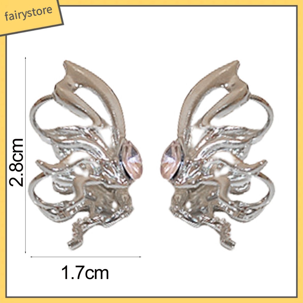 1 Đôi Khuyên Kẹp Vành Tai Không Xỏ Lỗ Hình Bướm Phong Cách Punk