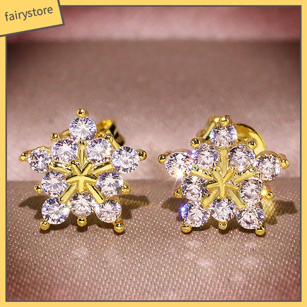 Bông Tai Hình Bông Tuyết Đính Đá Thời Trang Dành Cho Nữ