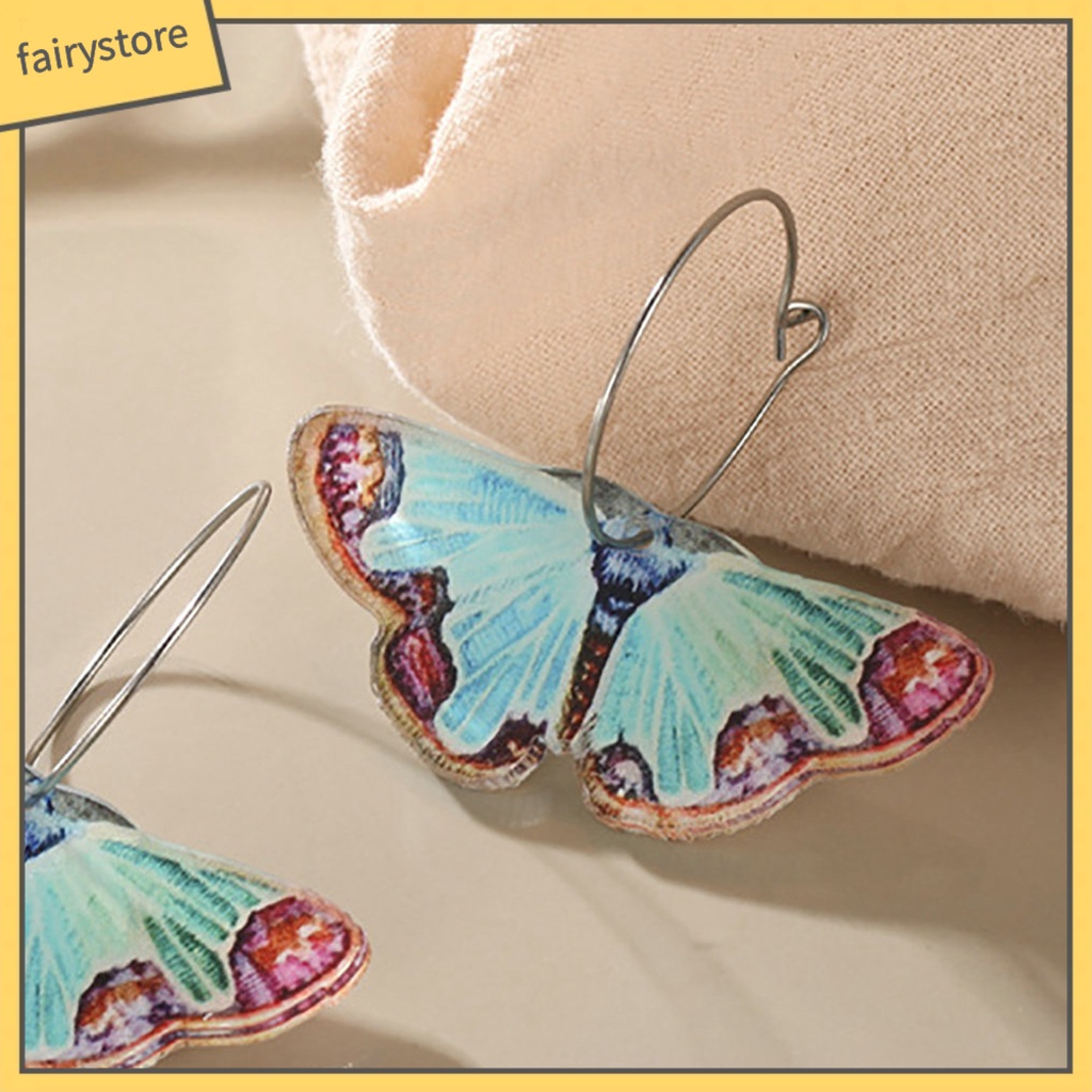 1 Đôi Bông Tai Hình Bướm Bằng Acrylic Phong Cách Cổ Điển Thời Trang