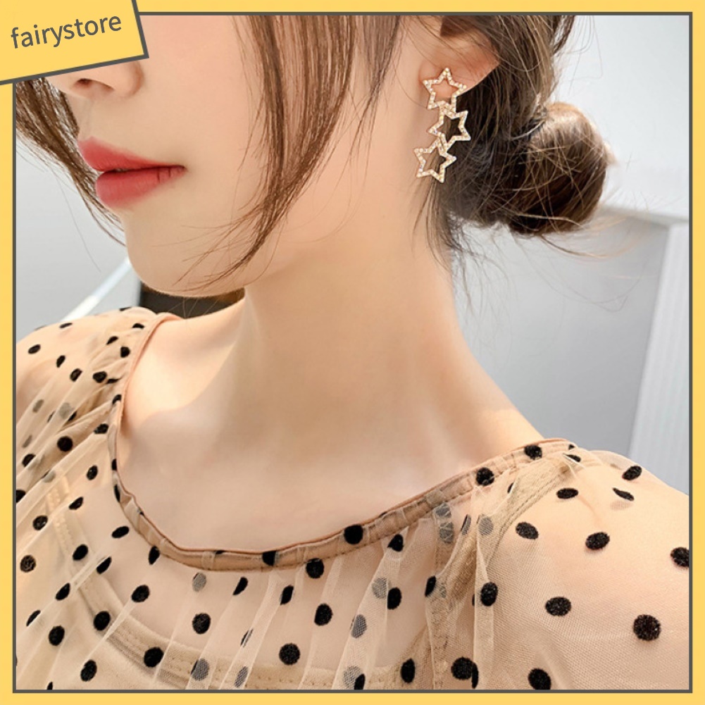 Khuyên Tai Hình Ngôi Sao Đính Đá Nhiều Màu Sắc Thời Trang