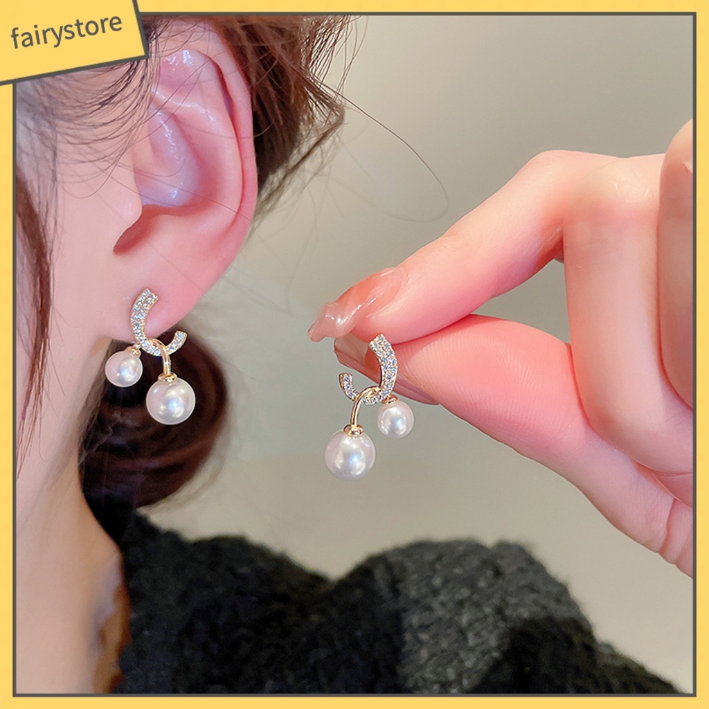 1 Đôi Bông Tai Xỏ Lỗ Đính Ngọc Trai Giả Thời Trang Dành Cho Nữ