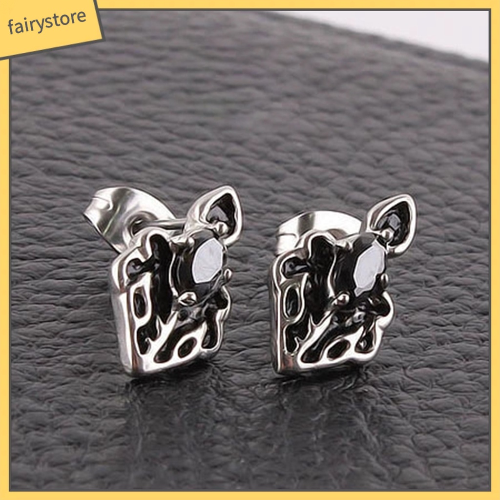 1 Bông Tai Thép Titan Đính Kim Cương Giả Lấp Lánh Phong Cách Hip Hop Cho Nam