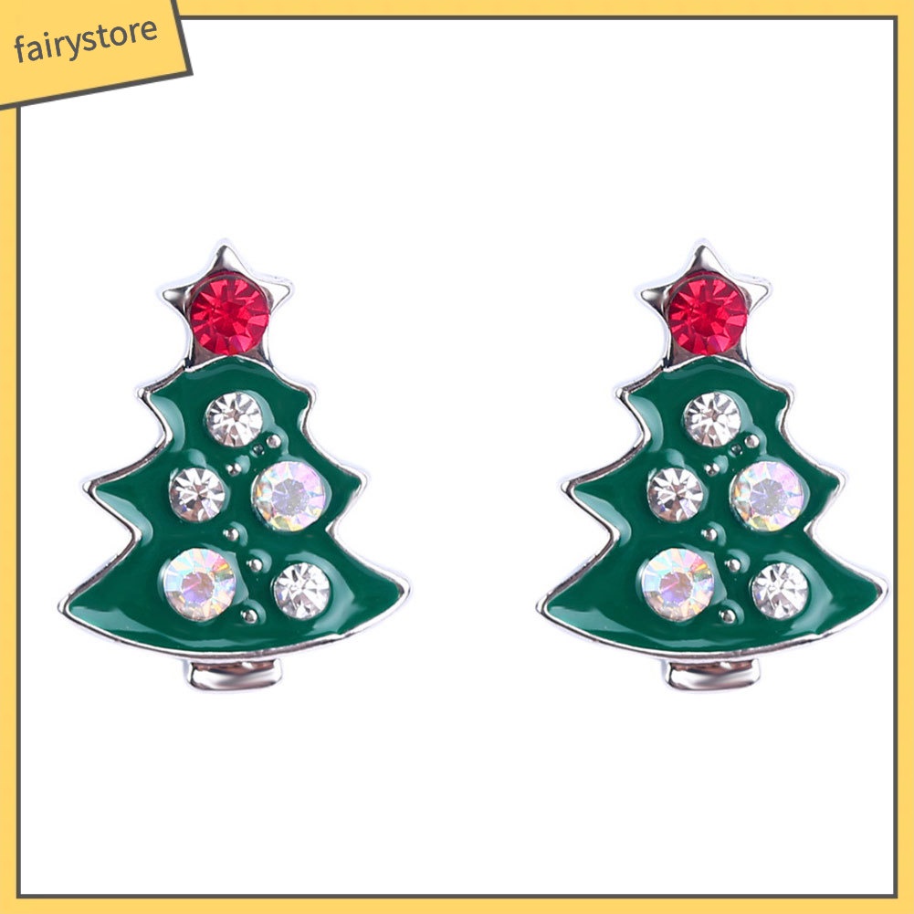 Bông Tai Hợp Kim Hình Cây Thông Đính Đá Thời Trang Giáng Sinh Cho Nữ