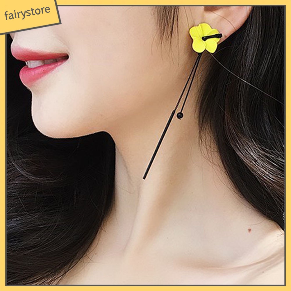 Bông Tai Dài Hình Hoa Tua Rua Thời Trang Dành Cho Nữ