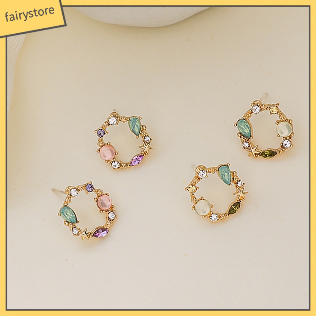 1 Đôi Bông Tai Hình Học Bằng Hợp Kim Đính Đá Tinh Xảo Cho Cuộc Sống Hàng Ngày