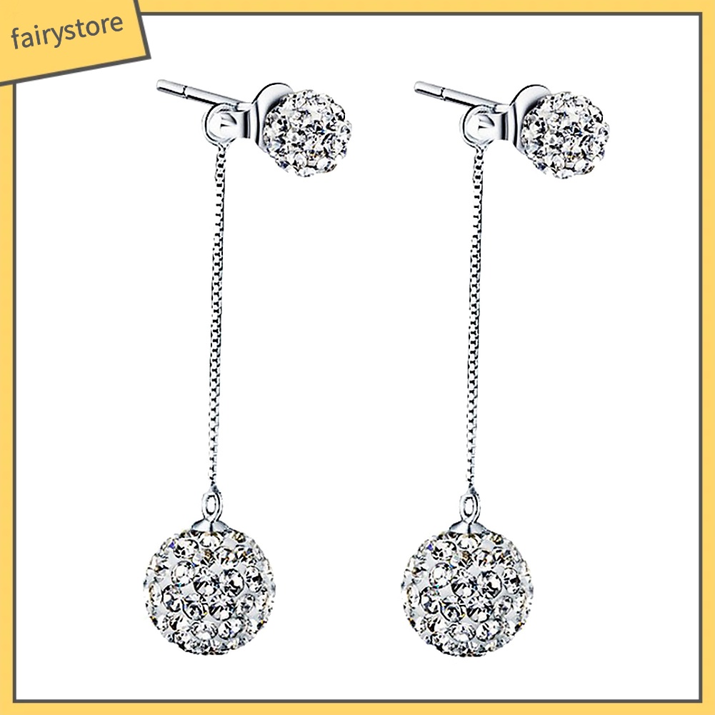 Bông Tai Dáng Dài Đính Đá Phối Tua Rua Sang Trọng Cho Nữ