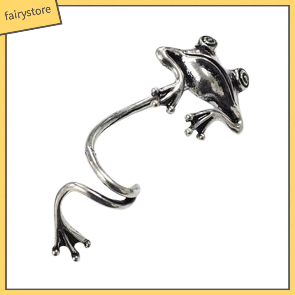 1 Khuyên Kẹp Vành Tai Hình Chú Ếch Màu Sắc Bạc Phong Cách Gothic Dành Cho Các Cuộc Họp