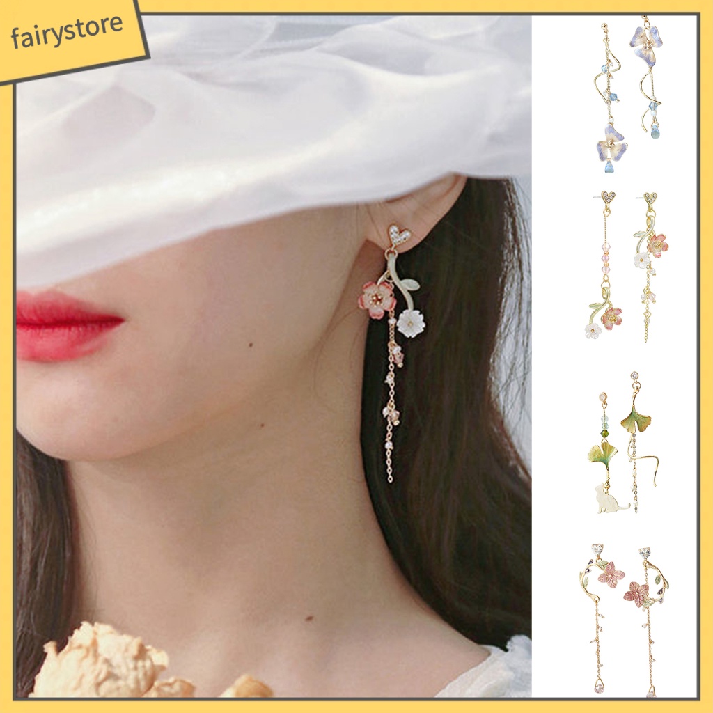 [FRO] Bông Tai Tua Rua Đính Pha Lê Giả Nhiều Màu Sắc Ngọt Ngào Thoải Mái Cho Ngày