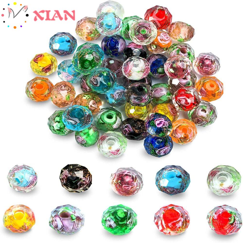 Bộ 60 Hạt Thủy Tinh XIANTIN 10mm Lỗ Tròn 2mm Làm Trang Sức|Cát Vệ Sinh Chuyên Dụng Chất Lượng Cao