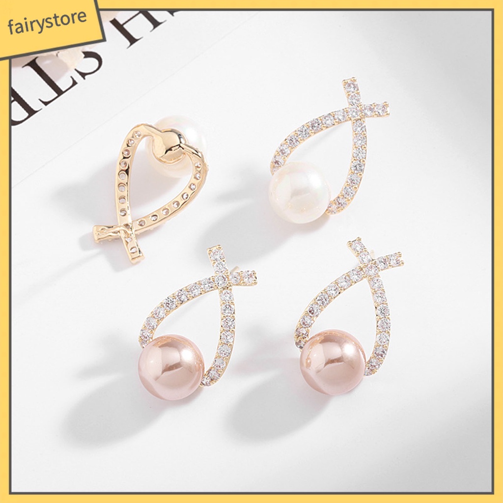 Bông Tai Hình Chữ Thập Đính Đá Trọng Lượng Nhẹ Lâu Trôi Dành Cho Nữ