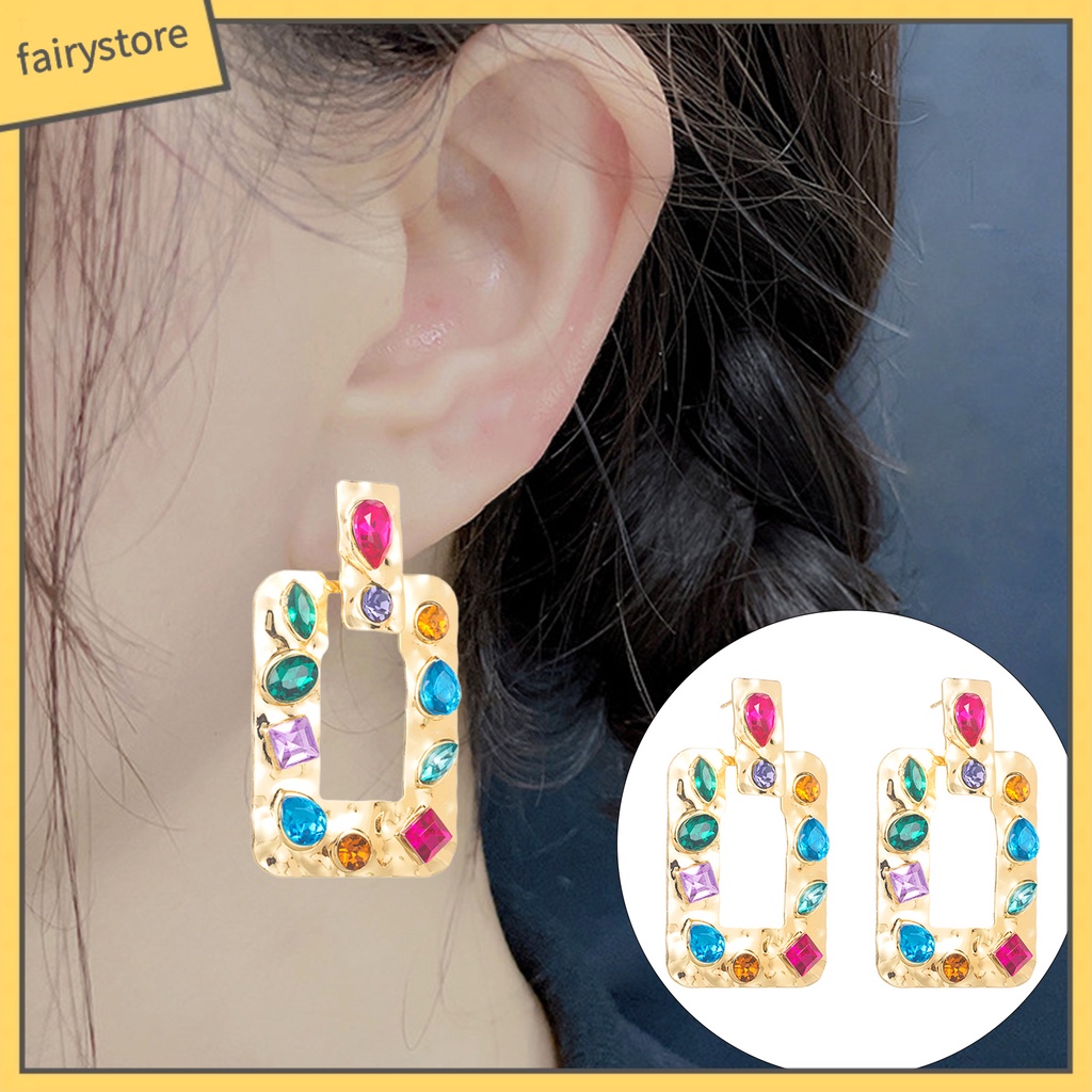 1 Đôi Bông Tai Đính Đá Sang Trọng Phong Cách Vintage