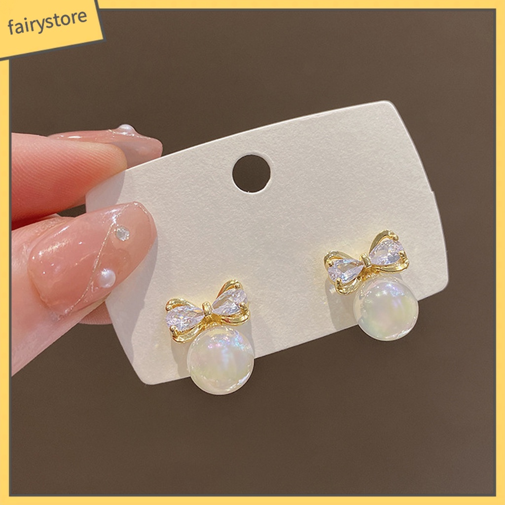 1 Đôi Bông Tai Hình Nơ Bằng Hợp Kim Tinh Tế Thời Trang