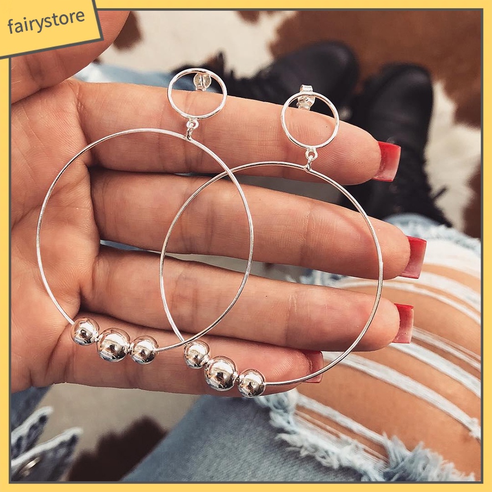 Khuyên Tai Dạng Vòng Tròn Lớn Đính Hạt Thời Trang Cho Nữ