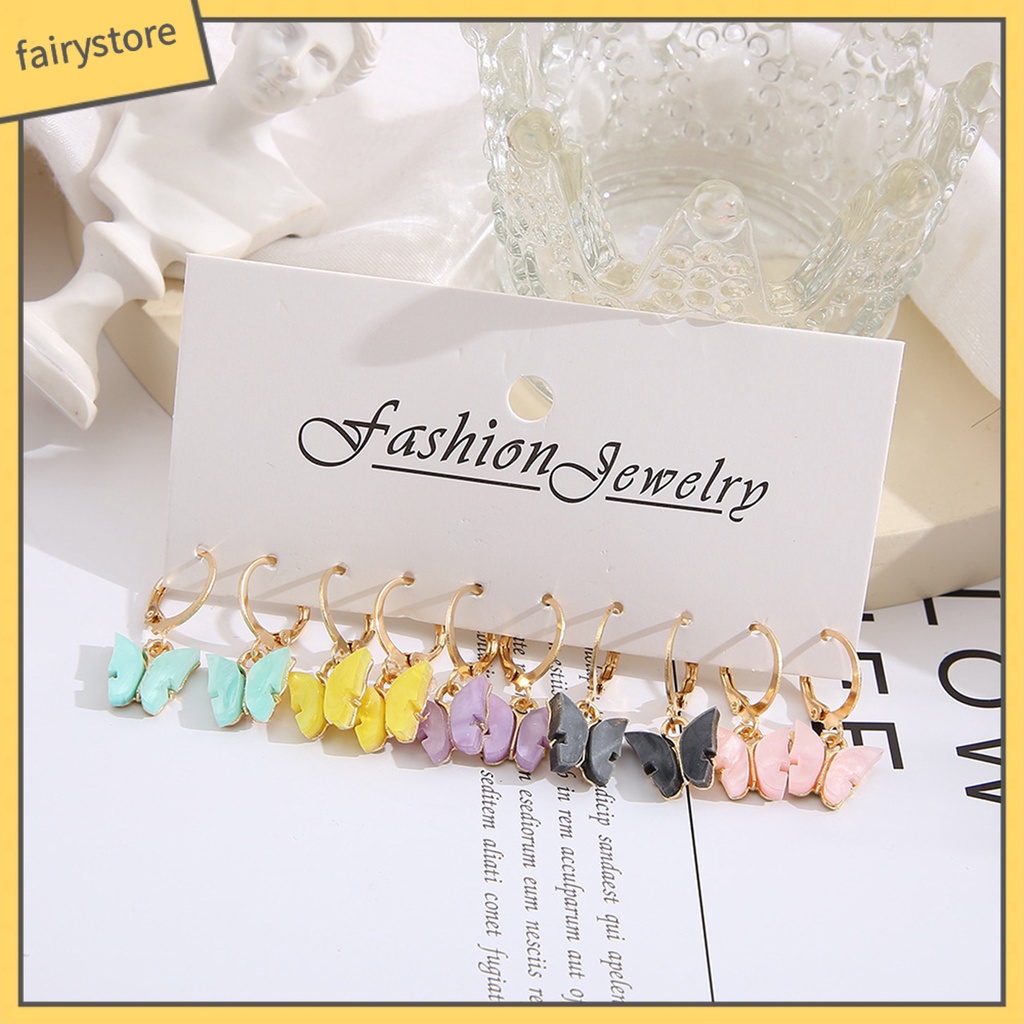 Set 5 Đôi Bông Tai Acrylic Họa Tiết Hình Học Nhiều Màu Sắc Phong Cách Retro Thời Trang Cho Nữ