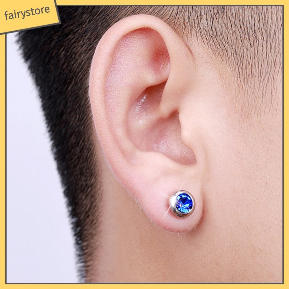 Bông Tai Helix Bằng Thép Không Gỉ Đính Kim Cương Giả Unisex