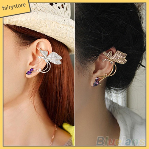 1 Bông Tai Hình Bướm Đính Pha Lê Trang Nhã Dành Cho Nữ