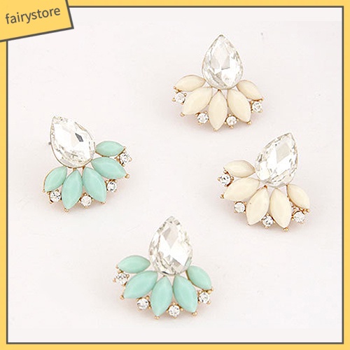 Đôi Bông Tai Hình Giọt Nước Đính Đá Thời Trang Cho Nữ