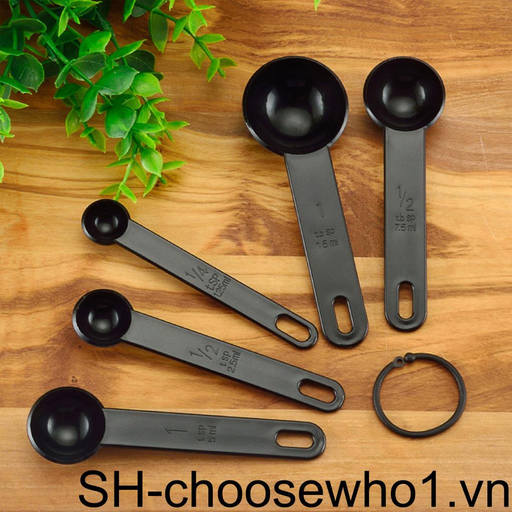 Bộ 5 Muỗng Đo Lường Bằng Nhựa Chuyên Dụng Cho Nấu Ăn