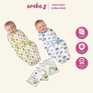 Khăn quấn swaddle summer infant 100% cotton ủ nhộng, ủ chũn bé sơ sinh embe.s
