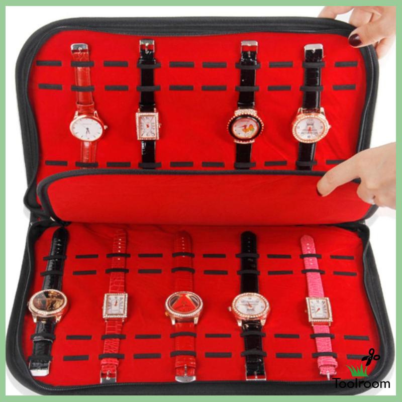 Túi Đựng Đồng Hồ Đeo Tay Chất Liệu Da Phối Nhung Thanh Lịch 20