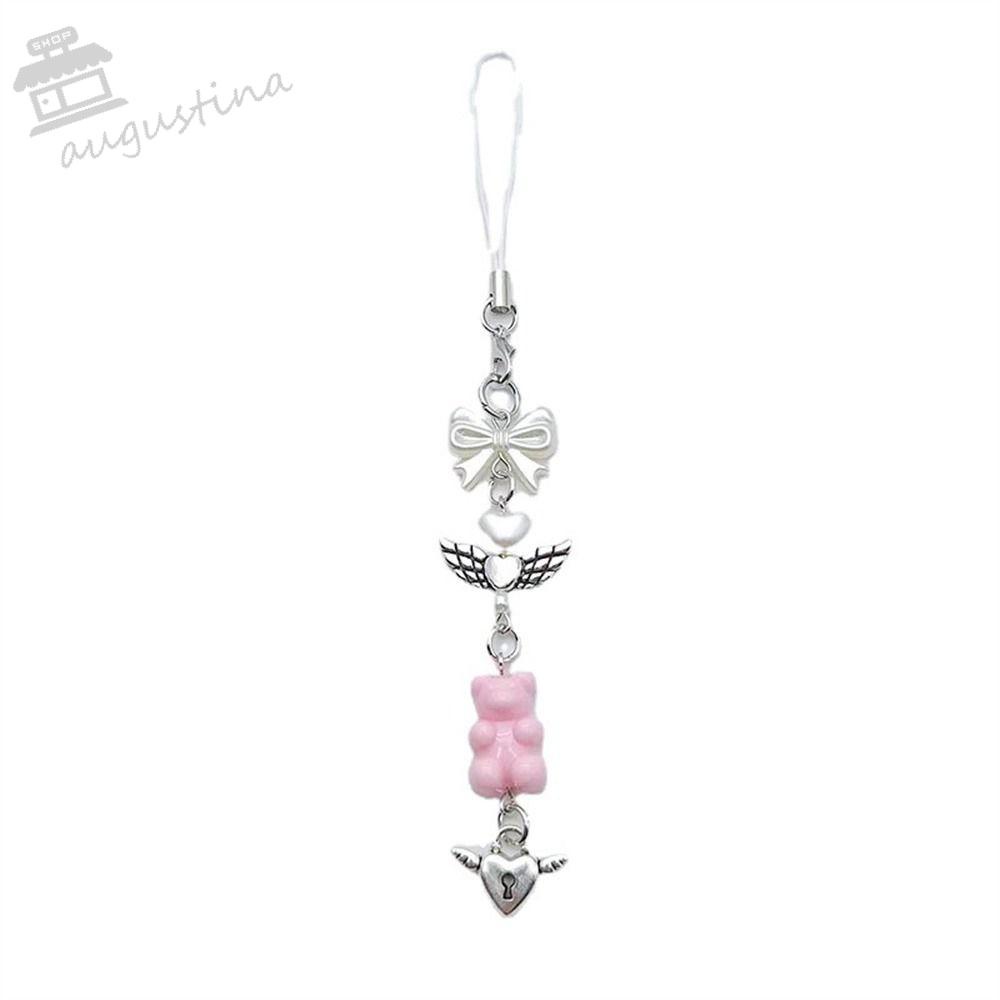 Augustina Dây Đeo Điện Thoại Kết Hạt Màu Hồng Handmade Cá Tính Cho Nữ