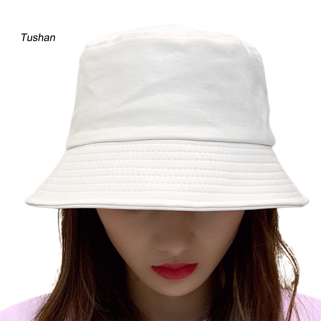 Mũ Bucket Vành Rộng Chống Tia UV Màu Trơn Thời Trang