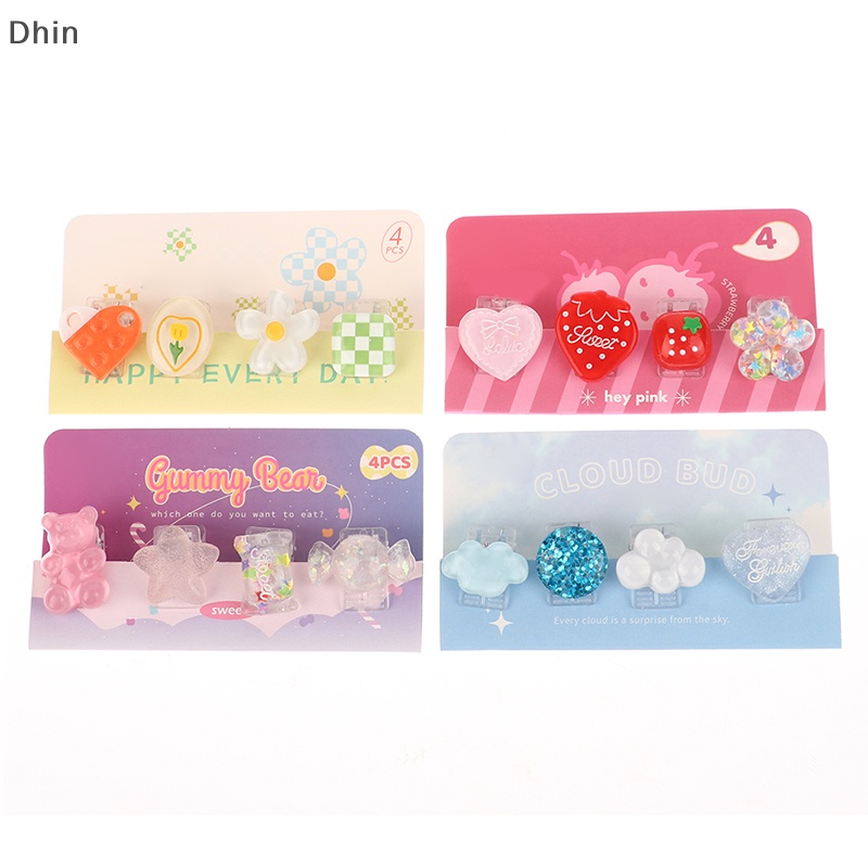 Set 4 Kẹp Giữ Tài Liệu Giấy Tờ Bằng Nhựa Họa Tiết Hoạt Hình