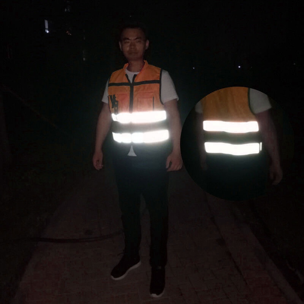 Áo Bảo Hộ Giao Thông Không Tay Nhiều Túi Kẻ Sọc Phản Quang Chất Lượng Cao Cho Nam