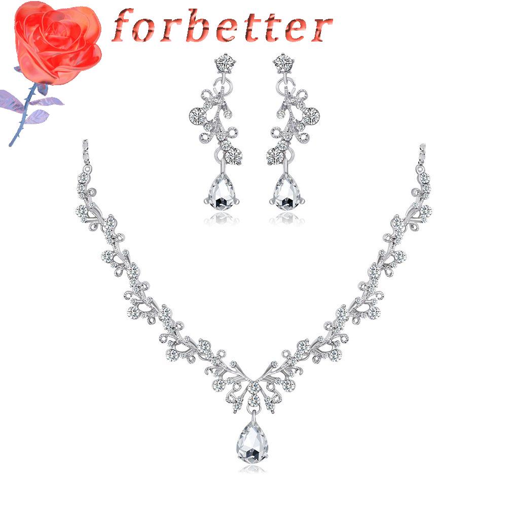 Bộ Trang Sức Dây Tua Rua Mạ K Màu Trắng Thời Trang|Phụ Kiện Đầm Cưới Cô Dâu Sang Trọng Quý Phái