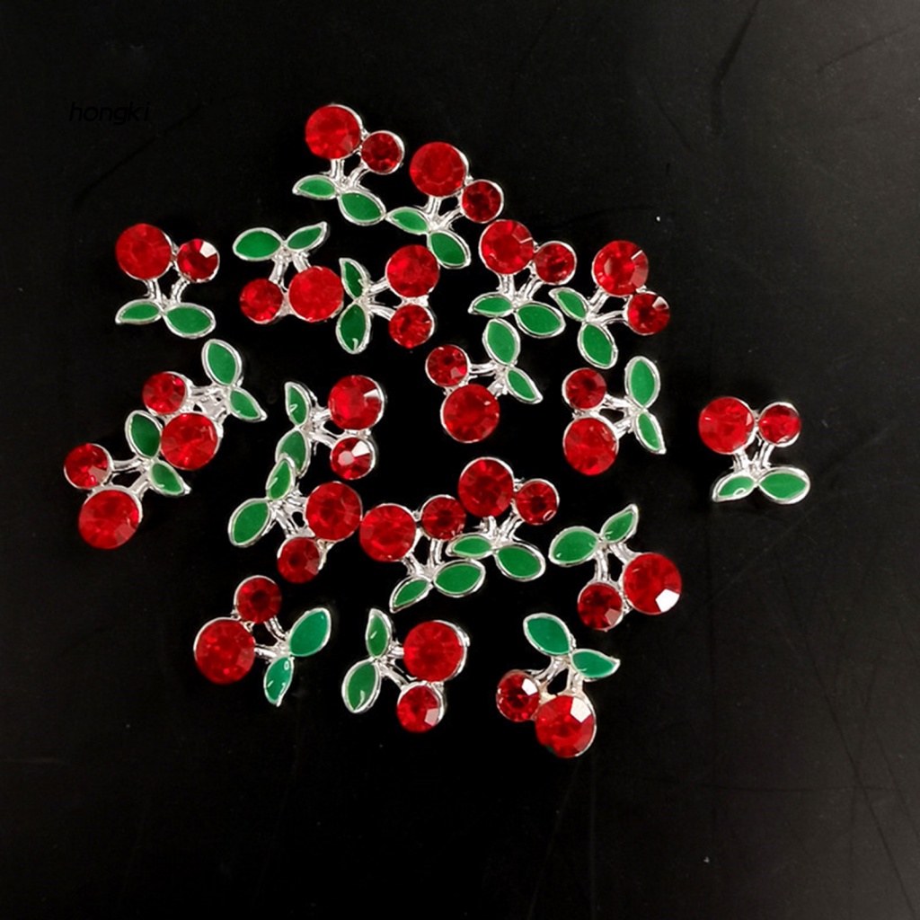 Set 10 Phụ Kiện Trang Trí Móng Nghệ Thuật Hình Quả Cherry 3D Bằng Chất Liệu Hợp Kim