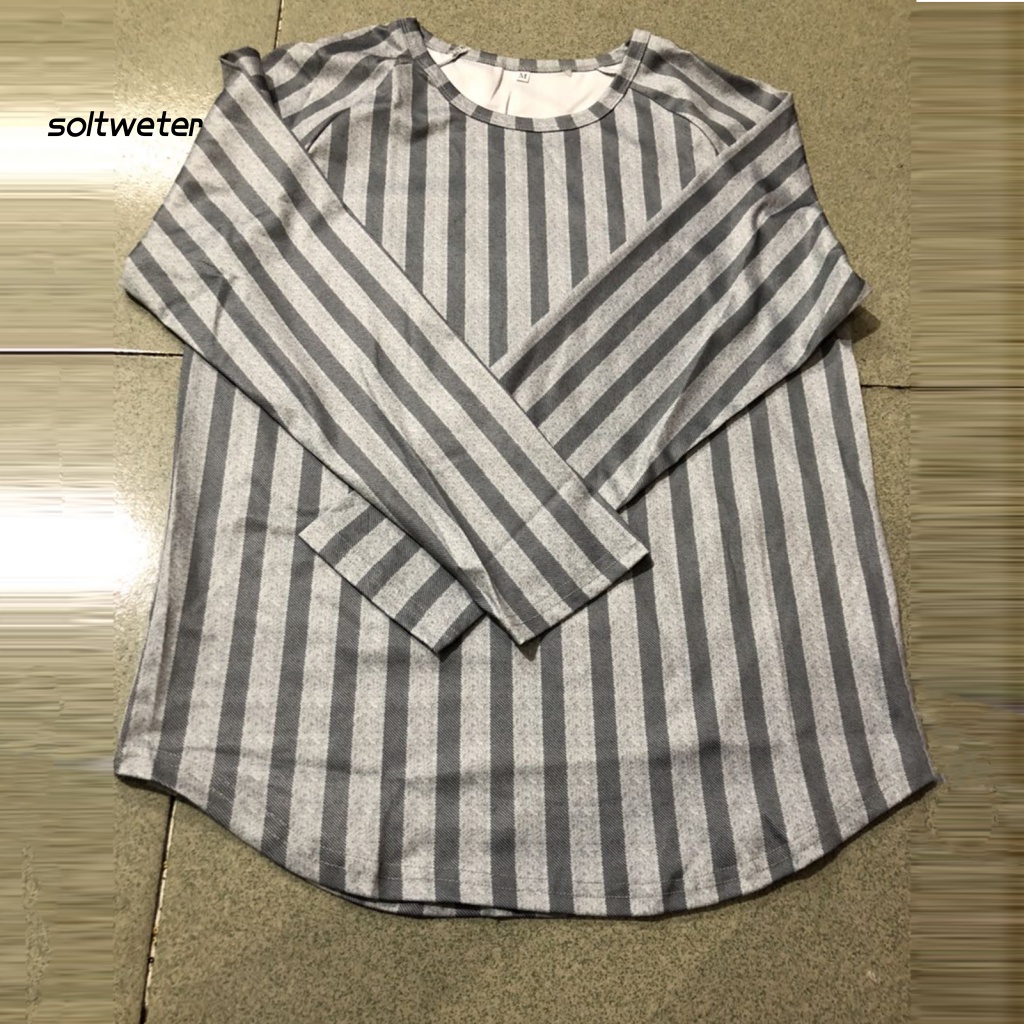 Áo Thun Cổ Tròn Họa Tiết Kẻ Sọc Đơn Giản Thời Trang Mùa Xuân Cho Nam