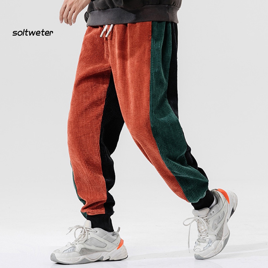 Quần Thể Thao Dày Dặn Giữ Ấm Màu Sắc Tương Phản Thời Trang Thu Đông Cho Nam
