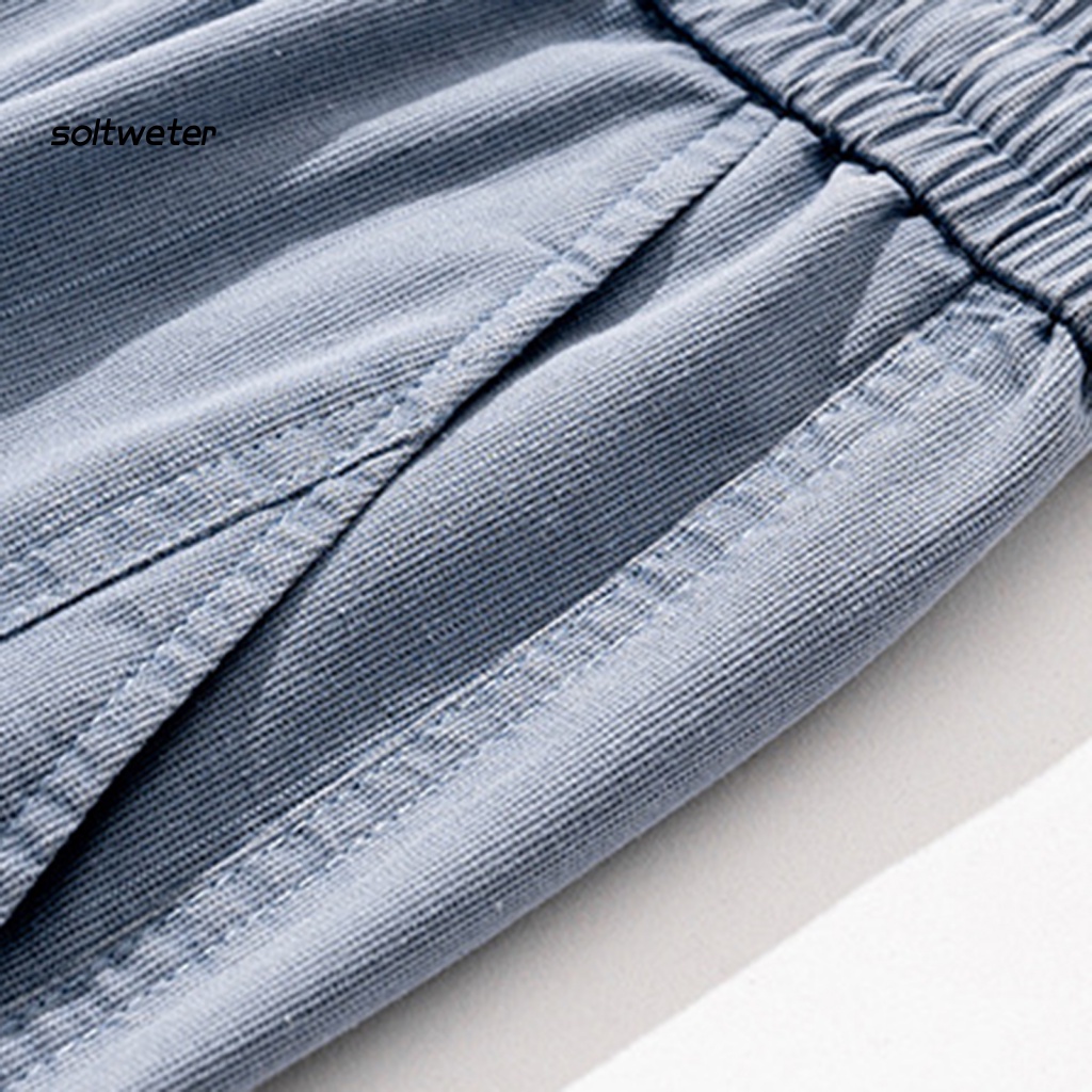 St Quần Harem Ghép Màu Trơn Có Túi Dây Rút Mùa Hè Đường Phố