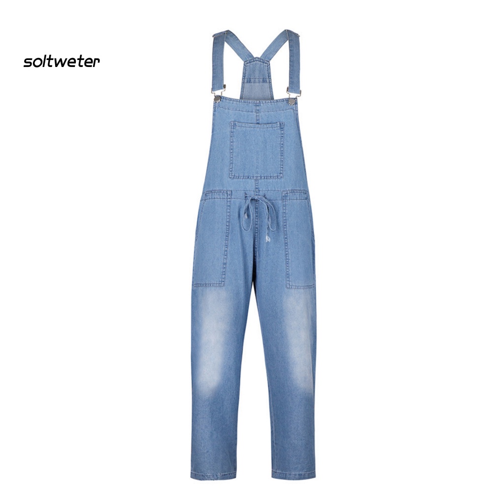 Bộ Áo Liền Quần Denim Dây Rút Thời Trang Dành Cho Nữ