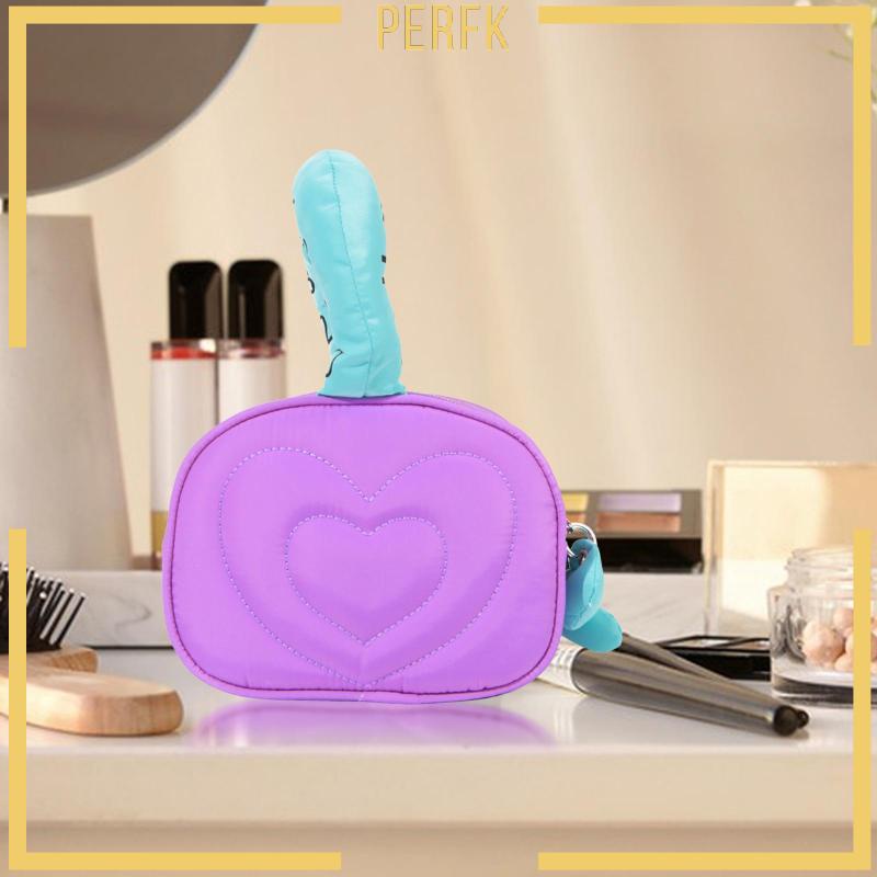 [Perfk] Túi Đựng Mỹ Phẩm / Đồ Trang Điểm Đa Năng Họa Tiết Trái Tim Hợp Thời Trang Cho Nữ