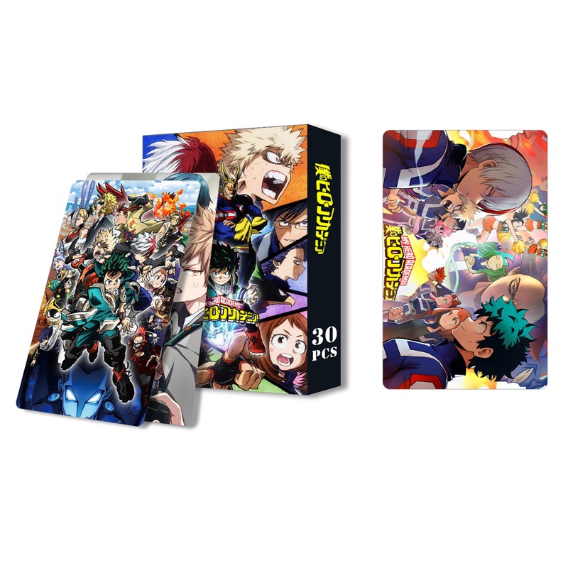 Hộp 30 Tấm Thẻ Ảnh Lomo Hai Mặt In Hình Anime My Hero Academia