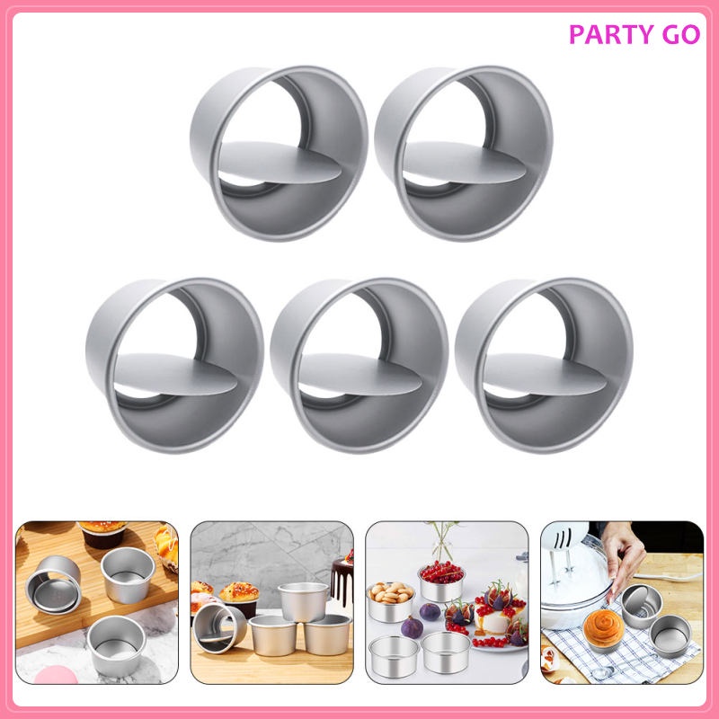 Bộ 5 Khuôn Làm Bánh Hình Tròn Bằng Hợp Kim Nhôm 11.5X11.5CM