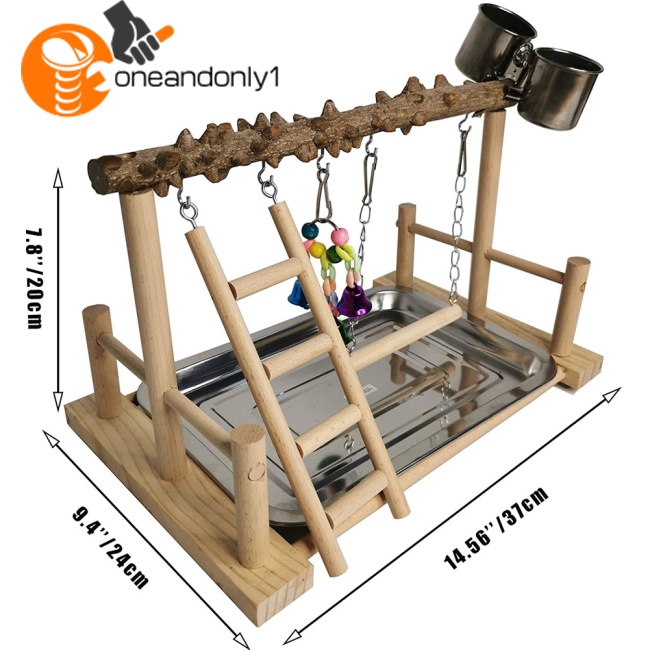 Thang Leo Bằng Gỗ Kèm Chuông Dùng Huấn Luyện Chim Vẹt Đứng