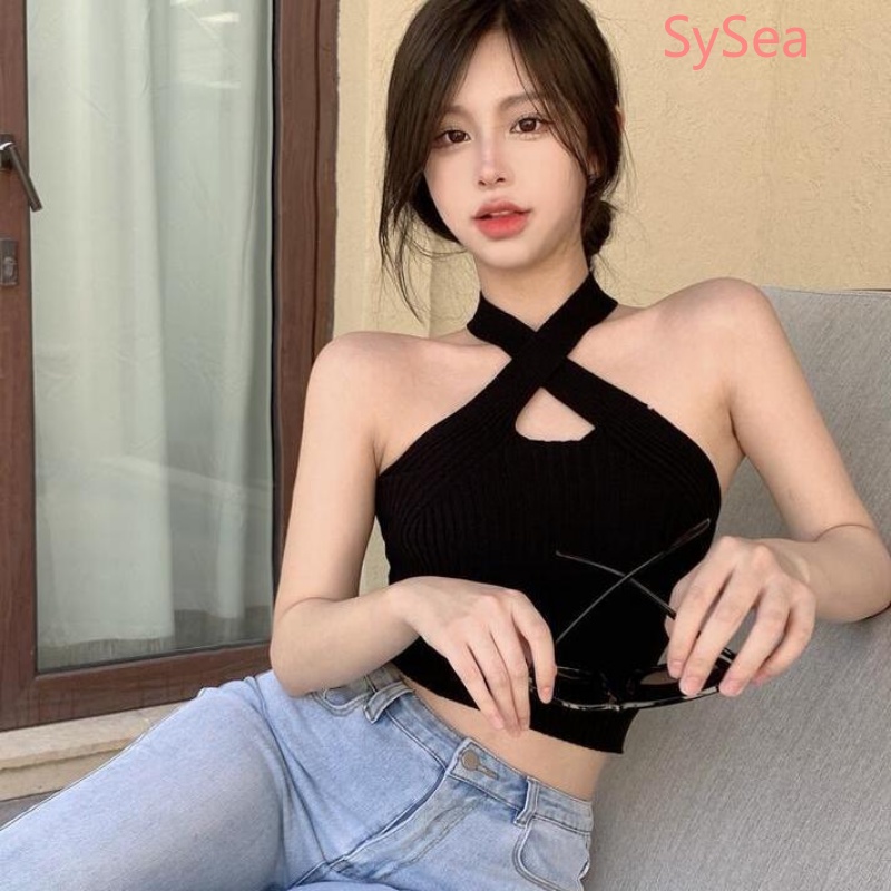 Áo Dệt Kim Hai Dây Chéo Lưng Thời Trang Gợi Cảm Cho Nữ