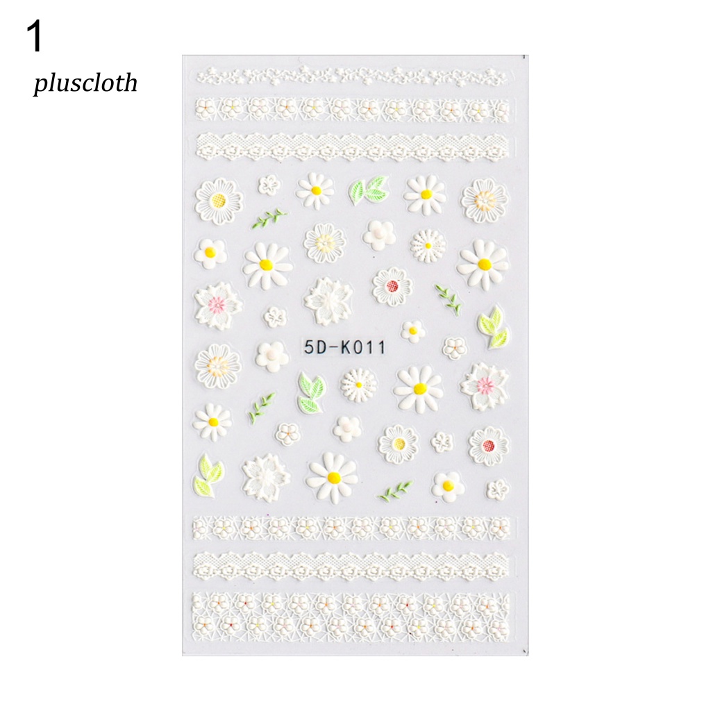 Miếng Dán Trang Trí Móng Tay Họa Tiết Ren Hoa 5D Xinh Xắn